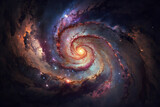 Fototapeta  - Spiral galaxy, cosmos, view of a galaxy in space