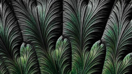 Canvas Print - Green tropical leaf fractal  design flowing. Loop able background animation