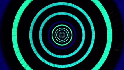 Canvas Print - Flying through colorful pulsing abstract glowing circle. Speed, loop able background