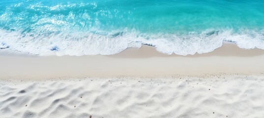 Canvas Print - Top view waves on sandy beach. Generative AI technology.	
