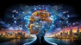 Fototapeta Nowy Jork - Brain Neural technology, Generative AI