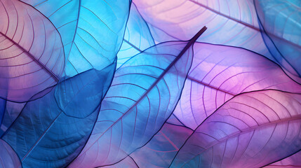 Macro leaves background texture blue, turquoise, pink color.