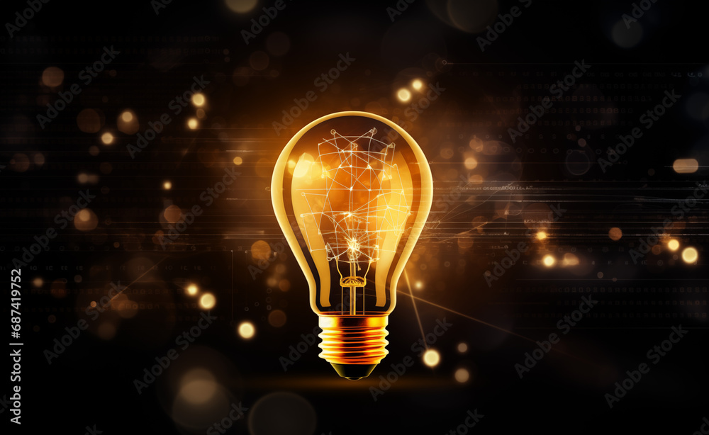 futuristic glowing light bulb against a digital background with binary ...
