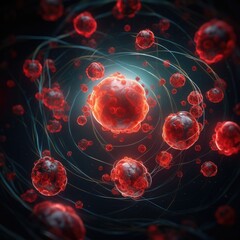 Wall Mural - 3D rendered Infographic depicting red cells such as blood cells.