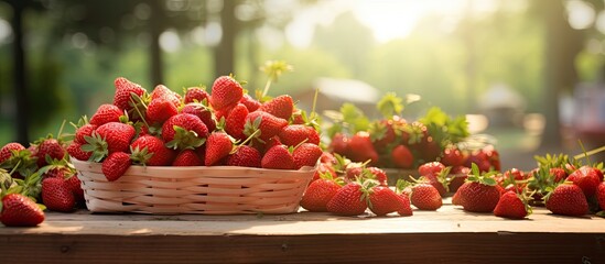 Sticker - Fresh strawberries for sale in the spring.