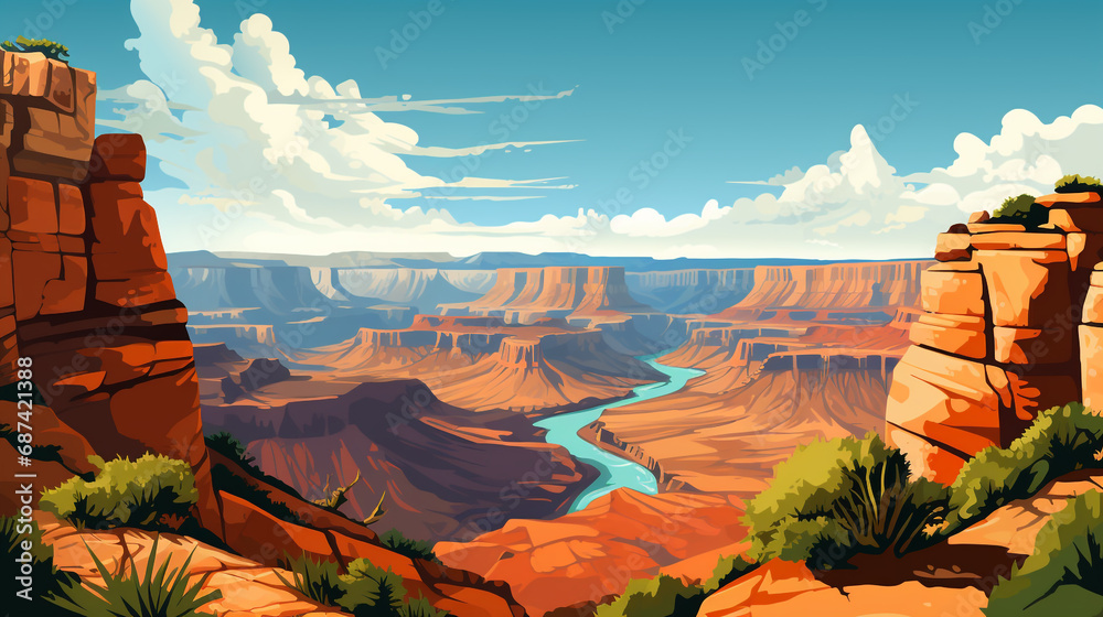 The view of a barren canyon. Canyon formations occur due to water ...