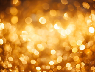 Poster - Soft golden bokeh on a glittery surface for a holiday theme. Festivity concept. Generative AI