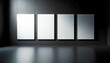Modern exhibit with quadruple framing illuminated by subtle recessed lighting. Generative AI