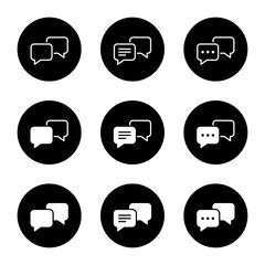 Fototapete - Message, speech bubble icon vector set collection in black circle