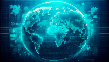 Poster - Digital representation of global network connections on a dark background. Connectivity concept. Generative AI