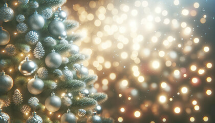 Poster - Christmas and New Year holiday background with bokeh defocused lights. Generative AI
