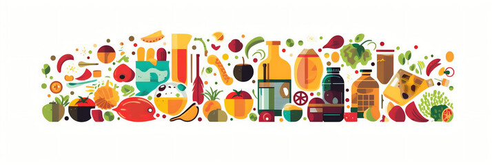  Gastronomie et cuisine (aliments, recettes, restaurants), vector, flat design, illustration et background.