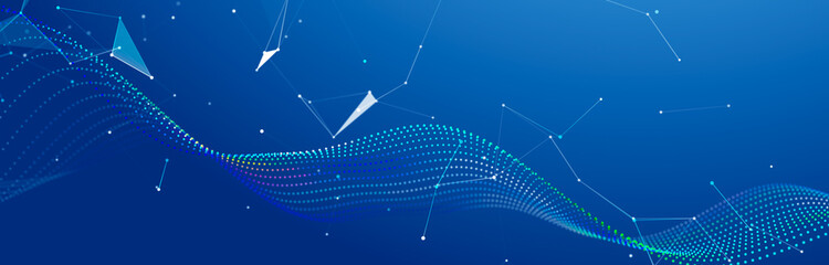Leinwandbilder - Polygonal background with dots and lines. Network connection structure. Science and technology. 3d