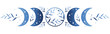 Blue floral moon phase vector illustration. Crescent and floral moon vintage logo design. 