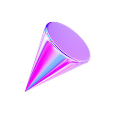Aufkleber - 3d neon or holographic geometric shape cone. Metal simple figure for your design on isolated background. 3d rendering illustration..