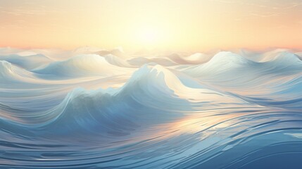 Wall Mural - abstract waves of energy pulsating through a digital ocean, creating a dynamic seascape of algorithm