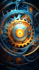 Wall Mural - interlocking gears of light turning in a cosmic clockwork, creating an abstract representation of ti