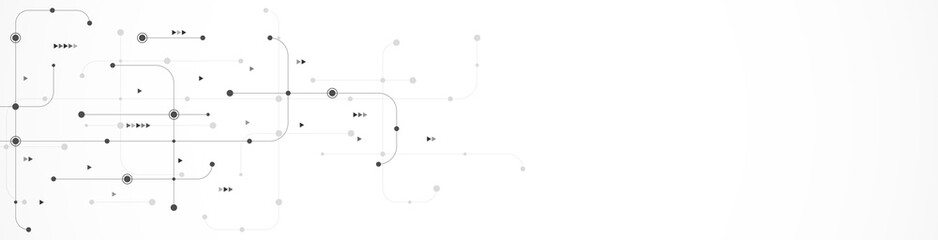 Poster - Digital technology concept with integrated circuit and network communication elements