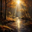 Light through the autumn forest