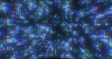 Abstract blue futuristic hi-tech energy particles dots and squares magical bright glowing background