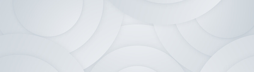 Aufkleber - White Circle pattern wall background. 3d minimal trendy clean geometry banner. Vector illustration