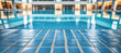 Pool edge with copy space and pool behind