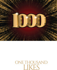Wall Mural - Anniversary or event 1000. gold 3d numbers. Against the backdrop of a stylish flash of gold sparkling from the center on a black background. Poster template for Celebrating. Vector illustration