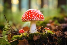 Red Poison Mushroom In The Forest
