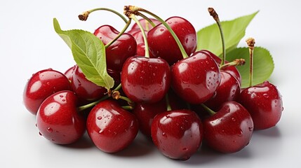 Wall Mural - Fresh ripe sweet cherries isolated on a white background