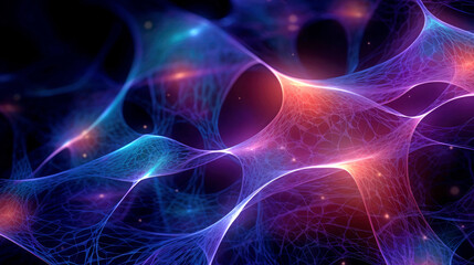 Wall Mural - Abstract 3D background with neural pathways in the brain. AI generated illustration.
