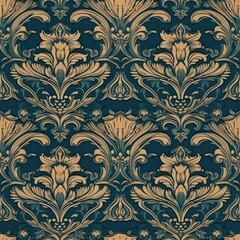 Poster - Seamless loop texture in the form of vintage wallpaper. AI generative.