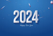 2024 new year celebration with celebration paper sprinkles illustration. vector premium design.
