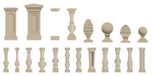Set of silhouettes balusters drawing