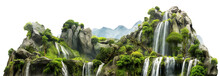 Cascading Waterfalls In A Lush Green Place, Cut Out