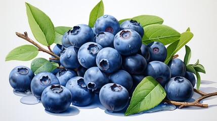 Wall Mural - Watercolor blueberries isolated on a white background