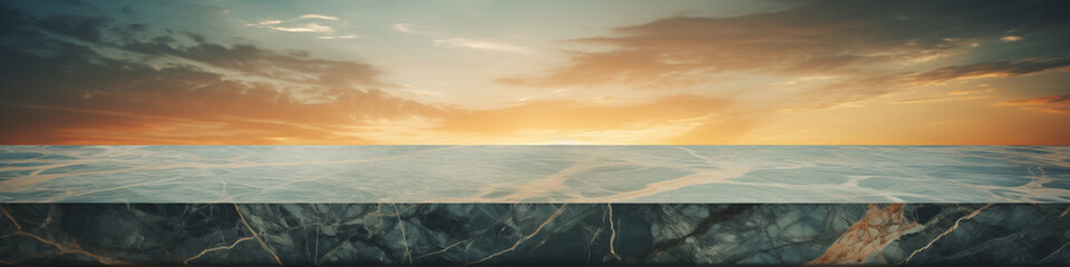 Poster - sunset over a marble table