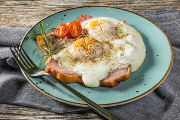 Sticker - Fried eggs with pork ham.