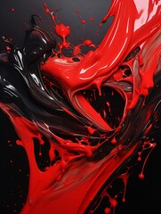 Poster - A mix of red and black panning Dripping paint : Generative AI
