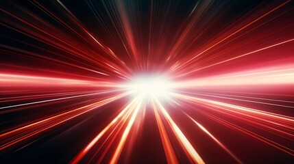 Poster - Abstract background with diffused tracks of bright red and white rays against dark blurred surface : Generative AI