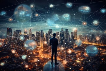 Wall Mural - Connectivity and Data Synchronization in Online Business