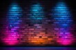 Neon light creativity on a traditional brickwork background