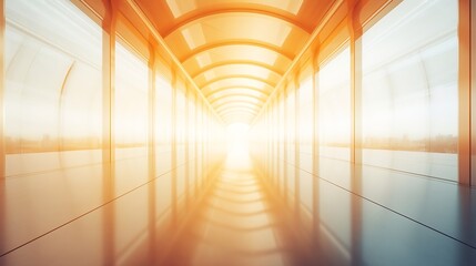 Fototapete - Wide Blurred Empty Abstract Building Pathway Background From Perspective Building Hallway for banner background, way go to success concept : Generative AI