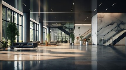 Leinwandbilder - interior of modern entrance hall in modern office building : Generative AI
