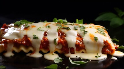 Wall Mural - Meat cannelloni sauce bechamel : Generative AI