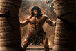Samson breaking the temple pillars. Biblical scene concept, religious theme.