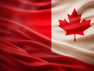 Canada national flag background,  Canadian flag weaving made by silk cloth fabric, Canada background, ai generated image