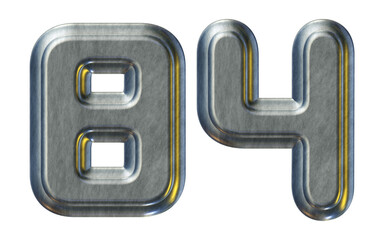 Poster - Number 84 with silver metallic style isolated on transparent background for education concept