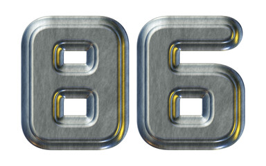 Poster - Number 86 with silver metallic style isolated on transparent background for education concept