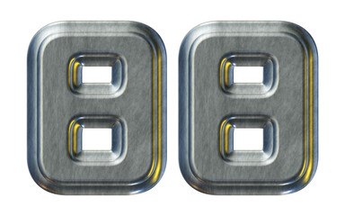 Poster - Number 88 with silver metallic style isolated on transparent background for education concept