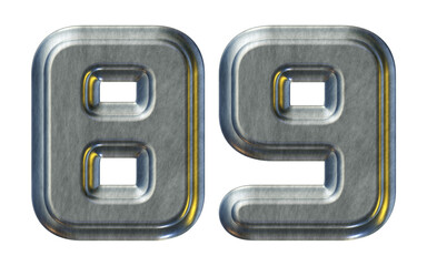 Poster - Number 89 with silver metallic style isolated on transparent background for education concept